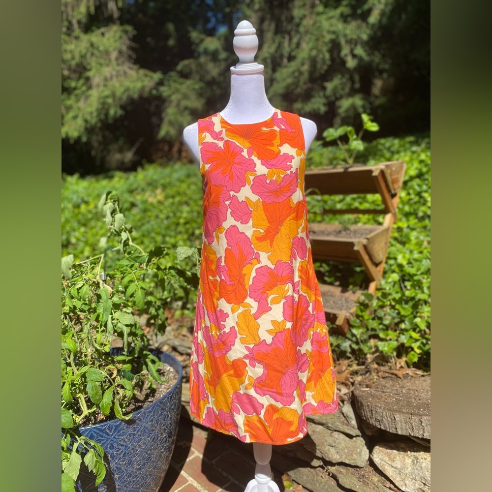 Julie Brown New York silk floral summer dress size S EUC